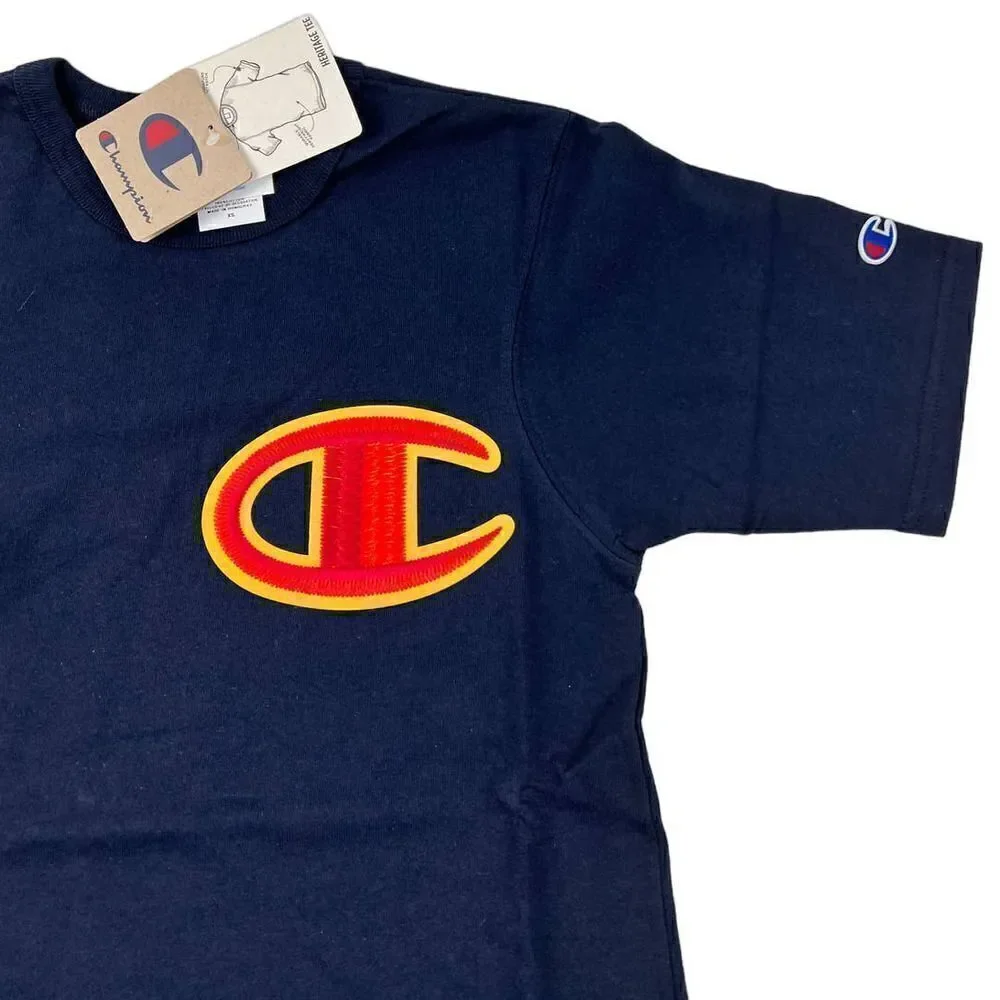 New Champion Men US XS Blue T-Shirt  Cotton Heritage Durable Heavyweight Tee - Picture 4 of 4